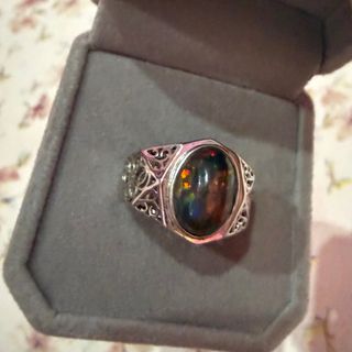 Anillo Ópalo Fuego Plata 925 ajustable