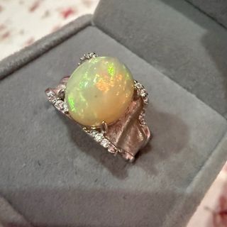 Anillo Plata 925 Ópalo Amarillo Ajustable