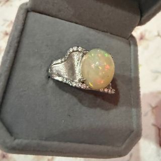 Anillo Plata 925 Ópalo Amarillo Ajustable