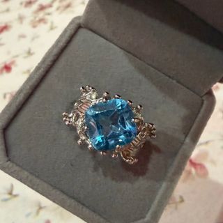 Anillo Plata 925 Topacio Azul natural Ajustable