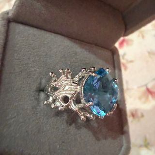 Anillo Plata 925 Topacio Azul natural Ajustable