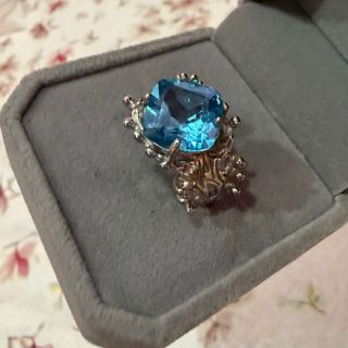 Anillo Plata 925 Topacio Azul natural Ajustable