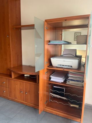 Mueble modular madera y cristal