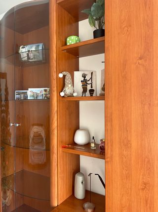 Mueble modular madera y cristal