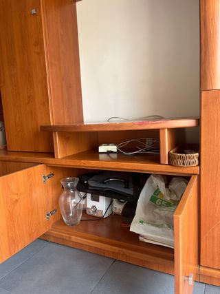 Mueble modular madera y cristal