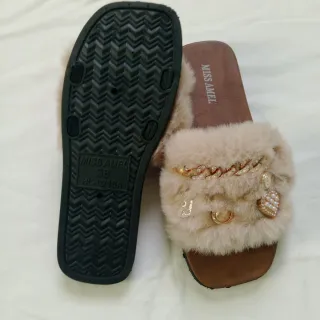 Zapatillas de casa Beige/Marrón Pelud