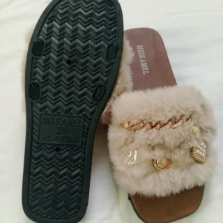 Zapatillas de casa Beige/Marrón Pelud