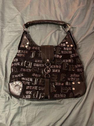 Bolso Negro Grande con Letras
