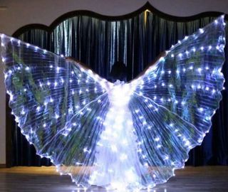 Capa Alas LED Boda Fiesta Blanca.