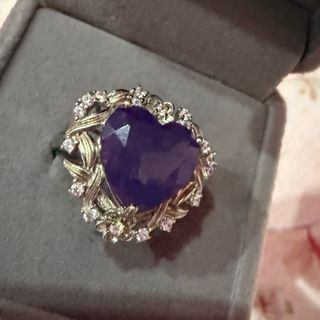 Anillo Corazón Amatista Plata 925 Ajustable