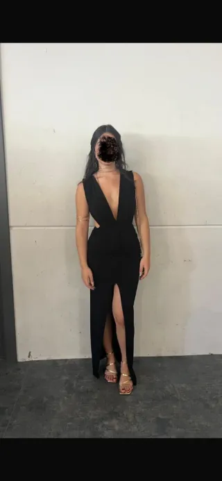 Vestido negro largo fiesta. Usado sólo una vez