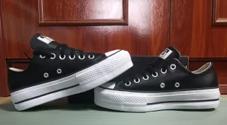 Converse plataforma negras mujer
