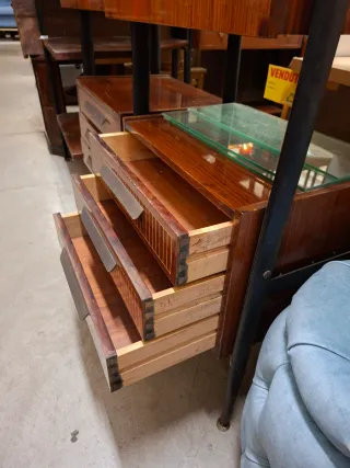 Libreria anni 60 legno metallo vetro