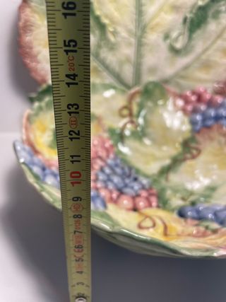 Fruttiera Vintage Ceramica Maiolica Foglia Uva