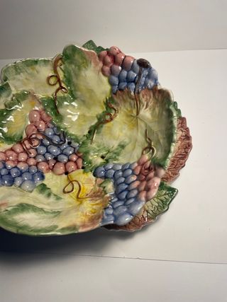 Fruttiera Vintage Ceramica Maiolica Foglia Uva