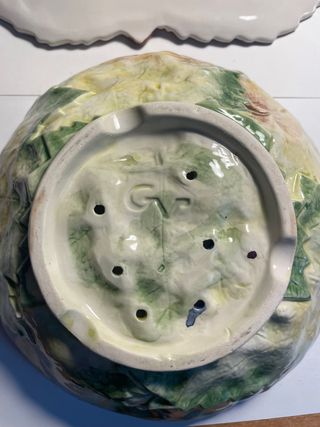 Fruttiera Vintage Ceramica Maiolica Foglia Uva