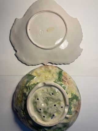 Fruttiera Vintage Ceramica Maiolica Foglia Uva