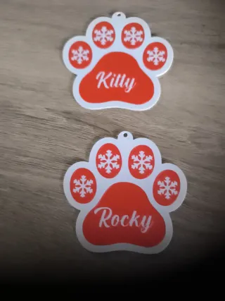 Adorno árbol Navidad perro/gato huella