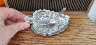 Portasale saliera vintage cristallo e argento