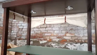 Mueble de salón madera y cristal