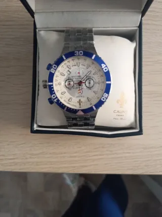 Reloj CAUNY plateado esfera azul