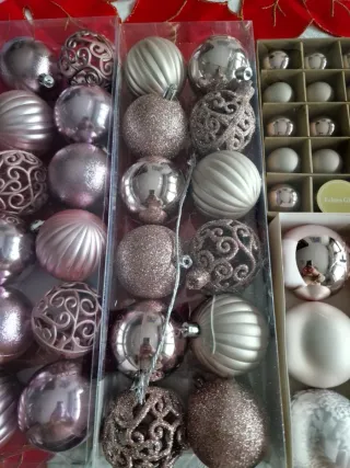 Set palline Natale rosa/argento