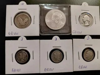 Lote 6 monedas plata