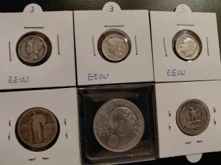 Lote 6 monedas plata