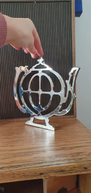 Sottopentola vintage teiera metallo argentato