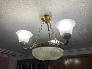 Plafón de techo 3 luces dorado y blanco