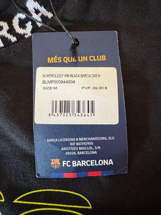 Sudadera FC Barcelona 1899 Negra Talla M
