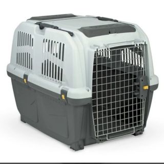 Transportín perro mediano gris y blanco