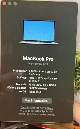 MacBook Pro 16.2” 2019 Plata/Gris Espacial