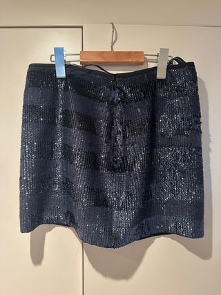Falda Zara Mujer Lentejuelas Azul