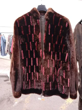 Chaquetón muton y piel marrón