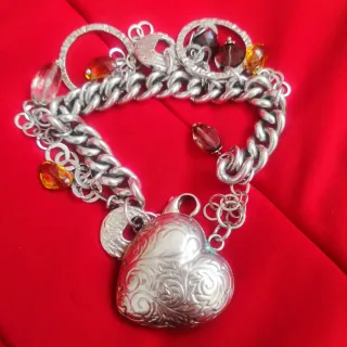 bracciale in argento 925 con grande cuore
