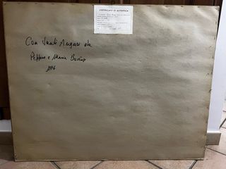 Quadro paesaggio con ponte e torre