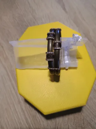 Pulsera caucho y circonitas plata rojiza