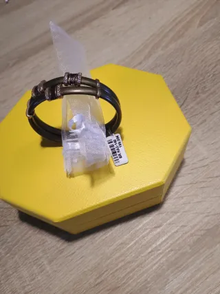 Pulsera caucho y circonitas plata rojiza