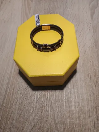 Pulsera caucho y circonitas plata rojiza