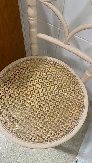 Silla Tonet madera y ratán beige