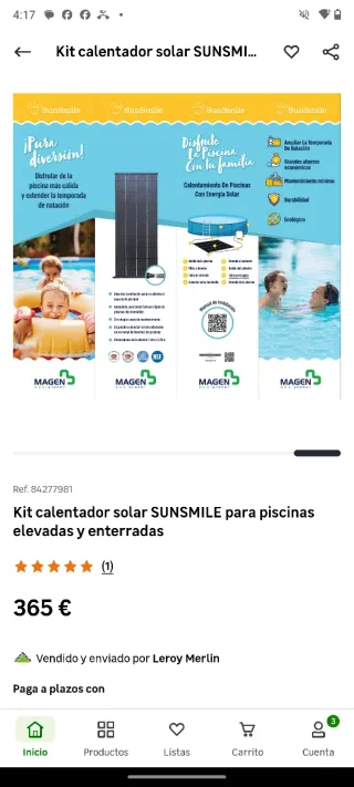 Calentador Solar Piscina Sunsmilie.