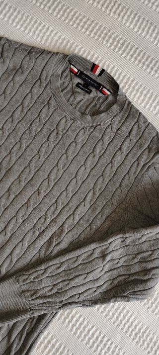 Jersey Tommy Hilfiger Gris Trenzado Talla S