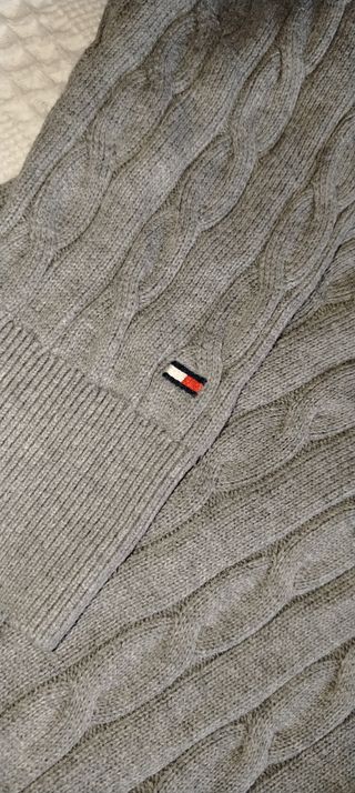 Jersey Tommy Hilfiger Gris Trenzado Talla S