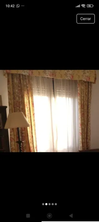 Cortinas beige con visillos