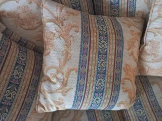 Sofá 8 plazas tela y madera vintage