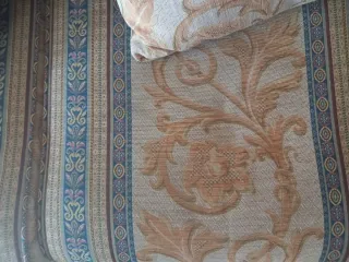 Sofá 8 plazas tela y madera vintage