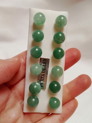 Pendientes de aventurina verde en plata