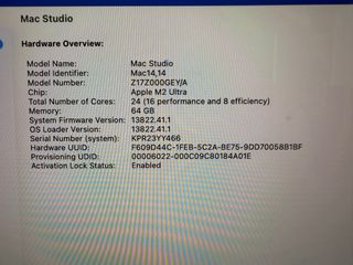 Mac Studio M2 Ultra 64GB 1TB 60-Core GPU