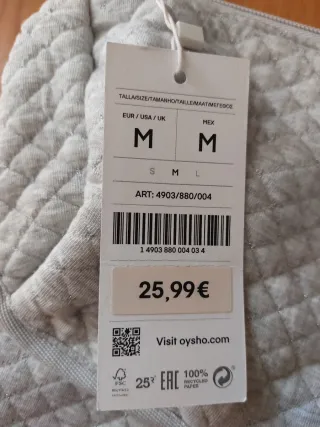 Cambiador bebé Oysho plastificado gris NUEVO